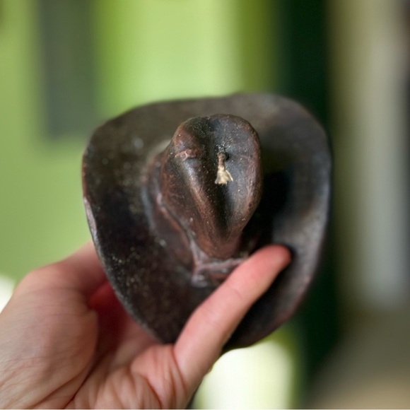 VTG Western Cowboy Cabin Hat Rustic Decorative Wax Candle Accent Art - Picture 3 of 9
